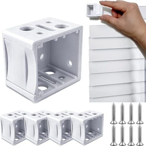 Ensemble de 1 support de rideau blanc, supports de fixation pour rail de store, installation facile pour la maison et le bureau (1/4)