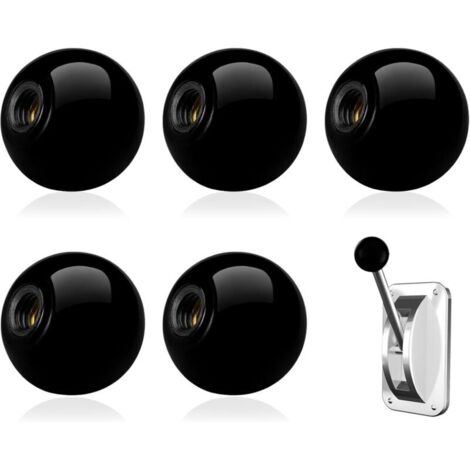 Lot de 5 poignées à bille M10 x 35 mm, poignée ronde noire, filetage interne en laiton, pour la commande de machines, poignées de rechange (1/4)