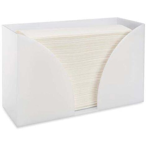 Distributeur de porte-essuie-tout de comptoir - Rangement en acrylique blanc pour cuisine ou salle de bain pour serviettes à main à plis multiples, pl (1/4)