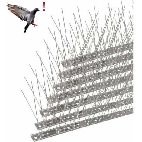 Pic Anti-Pigeon en Acier Inoxydable 6.6 Mètres, Pack de 20 Pique Anti-Oiseaux pour Effrayer Corbeaux, Moineaux, Chats, Respectueux des Animaux-- (1/4)