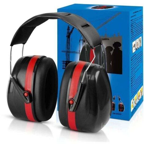 Casque Anti Bruit Pliable Réglable, Ultrixe, avec Une Atténuation de SNR 34dB, Protection auditive de travail, Confortable Adulte, Serre-tête Souple pour Milieu Bruyant ou Stressant-Rouge