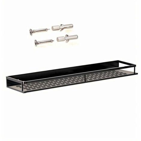 Étagère de salle de bain en acier inoxydable 1 pcs noir 50cm, (1/4)