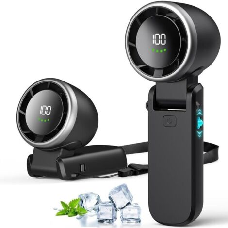 Ventilateur portable, refroidissement turbo 100 vitesses, mini ventilateur pliable 3 en 1, rechargeable par USB-C, réglable à 180° (1/4)