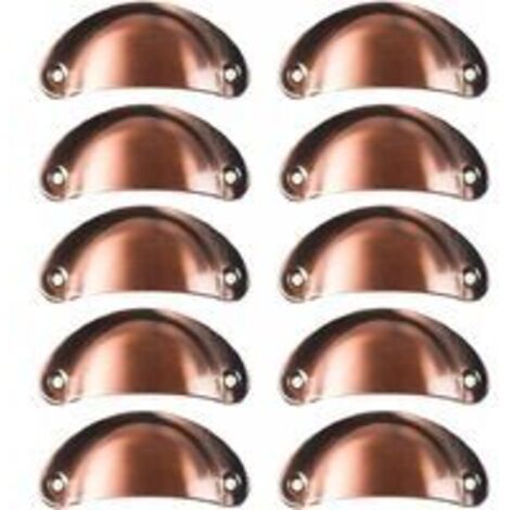 10x Poignée de Coquille Vintage pour Tiroir Armoire Meuble Cuisine, Fer Incurvé Bouton de Porte de Placard Retro 8,2 cm x 3,5 cm,Métall Bouton Porte pour Armoire Meubles Décoration(Cuivre rouge) (1/4)