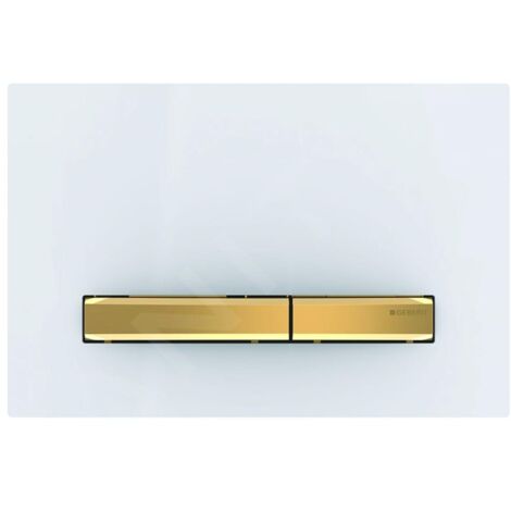 Geberit Sigma50 - Plaque de déclenchement 2 touches, blanc / laiton 115.672.11.2
