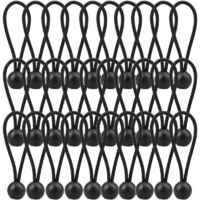 30 Pack Bungee Balls, Black Ball Bungee Heavy Duty Heavyweight Tarp Bungee Cords, Weather Resistant Tie Down Strap 4mm Thickness - for Camping, Tents, Cargo, Holding Wire and Hoses