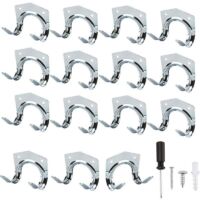 15 Pack Heavy Duty Multi Tool Hooks for Home & Garage Storage - Non Slip Wall Mount Double Hooks for Warehouse Garage Shed Garden Tools
