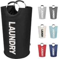 Paniers à linge pliables de grande taille 90 L, sacs à linge pliables, sac à vêtements (noir, L) jetable