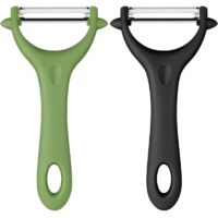 2 PCS Éplucheur Universel, Econome Legumes Inox Eplucheur Legumes Manuel Eplucheur Pomme de Terre Poignée Ergonomique, Couteau Eplucheur Cuisine pour Légumes Fruits (Noir+Vert)