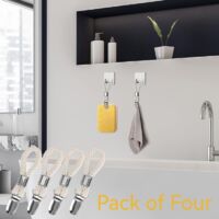 4 Pièces Pince à Serviette,Accroche Torchon en Acier Inoxidable avec Corde,Crochet Torchon Cuisine,Pince Torchons de Cuisine,Accroche Serviette Salle de Bain,Clips Porte-Torchon