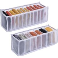 Organisateur de Tiroir Pliable - 2 pcs Rangement sous Vetement, Rangement Tiroir Vetement Organisateur Vetement, pour Chaussettes, sous-Vêtements, Vêtements de Bébé, Cravates,Blanc