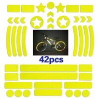 42 Pièces Sticker reflechissant Casque Velo,Bande reflechissante Velo autocollante,Autocollants Réfléchissants pour Vélos,Sticker reflechissant Velo pour Scooter(jaune)