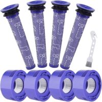 8 Pièces Filtres Pour Aspirateur Dyson V7 V8 SV10 Animal Absolute Motorhead, 4 Filtres Post Moteur et 4 Jeux de Filtres Pré-HEPA, Comparé aux Pièces DY-96566101 et DY-96747801