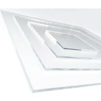 Plaque de plastique transparent, 10 x 10 cm. Épaisseur 2 mm. Plaque de verre acrylique transparent. Plaque de plastique rigide.