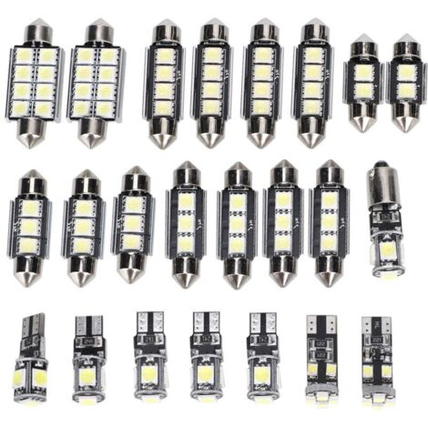 Ampoule LED blanche 6500K 150LM 12V T10 SMD pour lampe de lecture de voiture (23 pièces) (1/4)