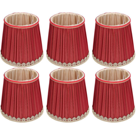 Petit abat-jour en tissu rouge vin bord doré, pour lustre de Table E14, applique murale