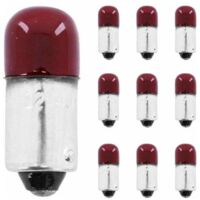 10x Ampoule 12V 4W BA9S rouge universel éclairage lumière bricolage remplacement