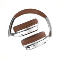 M901 standard wireless Bluetooth headset with noise reduction vintage brown light and comfortable foldable compatible with mobile phones music sharing for dj piano guitar silver