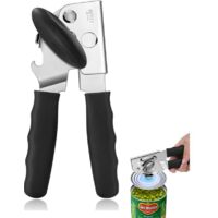 Ouvre-boîte Manuel Sans Bords Tranchants, Ouvre-boîte de Conserve en Acier Inoxydable avec Poignée Confort, Ouverture Facile et Sécurisée pour Personnes Âgées et Cuisine