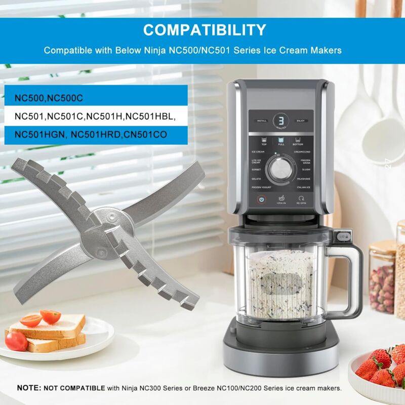 Lame De Rechange Compatible Ninja Creami Deluxe NC500 NC501 Series – Pagaie Acier Inoxydable Pour Crème Glacée Maison – Ajustement Parfait
