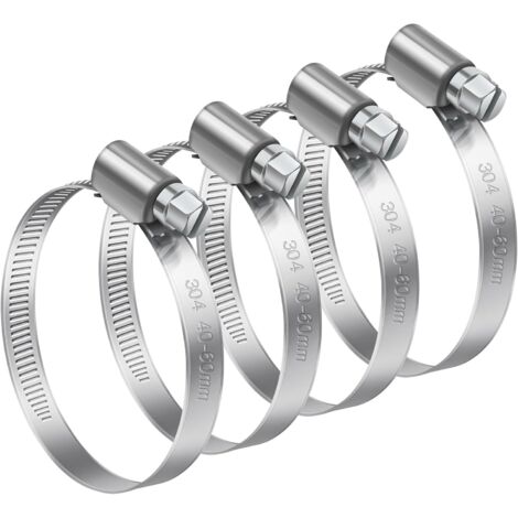 4 Pièces 40-60mm Collier de Serrage Réglable, Bolatus Collier de Serrage Inox 304 Collier Serrage Métallique pour la Plomberie, Piscine, l'Automobile et les Applications Mécaniques (1/5)