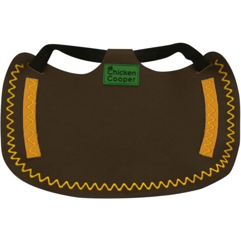 Selle de poulet, gilet de poulet, protection contre les plumes, protection dorsale de volaille, en cuir véritable fait à la main (1, couture ondulée marron jaune, M) (1/5)