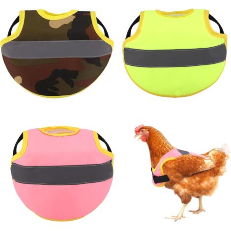 lasuroa 3pcs Selle pour Poules avec Bandes Réfléchissantes et Sangles Réglables, Tablier Selle Poule Protection du Dos et des Côtés Accessoires d'Extérieur pour Volailles (3 Couleurs) (1/5)
