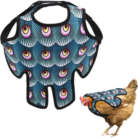 Tablier Selle Poule, Branché Motif Plumes de Paon Selle de Protection pour Poules avec Bandoulière Réglable pour Accessoires da Protection des Plumes du Dos du Poulet (1/5)