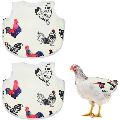 2-Pack Chicken Saddle Pour Hens, 4.9 Inch Polyester Chicken Apron Back Protector With Adjustable Strap, Vest Jacket Mating Clothe [White Flower Chicken] (1/5)