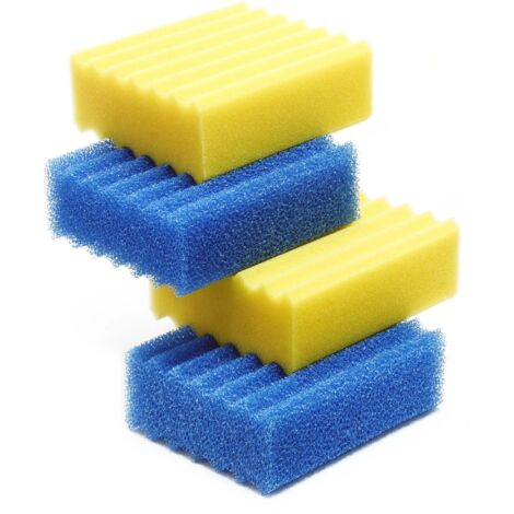 SunSun Lot complet de 4 éponges filtrantes pour Filtre Biologique CBF-350 - 2 Jaunes, 2 Bleues - Pièce détachée Mousse de filtration - Matériaux filtrants pour bassin piscine eau