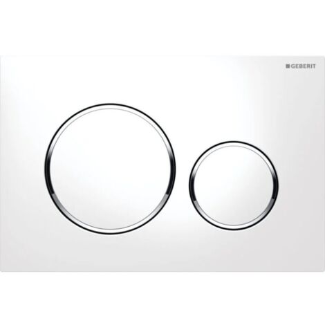 Coocheer – Plaque de commande WC Geberit Sigma20 – Déclenchement frontal – Double touche – Montage sans outil – Blanc et chromé
