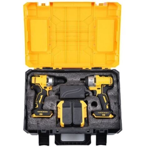 2PCS Kit Perceuse + Visseuse à Impact DCF887 + Chargeur DCB115 + Mallette,Perceuse