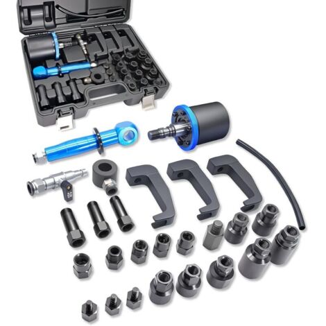 Extracteur D'Injecteurs Pneumatiques Manuels, 27 Pcs- Extracteur D'Injecteurs Diesel, Outil de Démontage Pour Injecteurs Avec 19 Adaptateurs, Compatible Avec Bosch, Delphi, Denso, Siemen