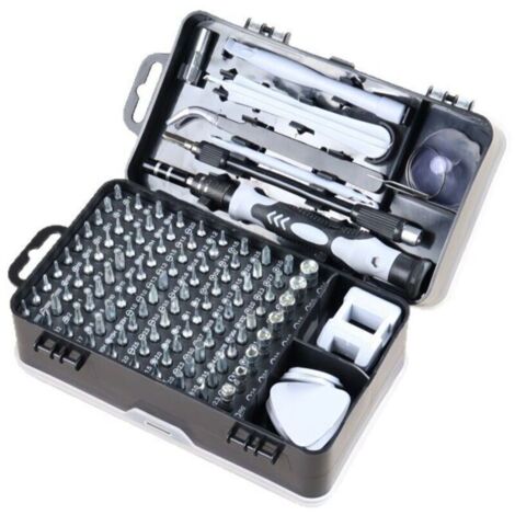 Jeu de tournevis 135 en 1, tournevis magnétique de précision, embouts Torx, outils multifonctions isolés, kit d'outils manuels de réparation de téléphone (gris) (1/4)