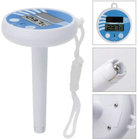 Thermomètre de piscine flottant, thermomètre numérique solaire avec chaîne pour piscines intérieures et extérieures, bains, spas, jacuzzis et aquariums.
