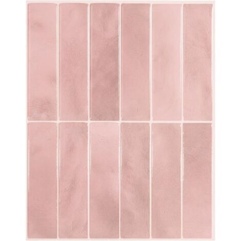 Crédence adhésive pour cuisine et salle de bain, sticker carrelage mural, carreaux rose autocollants, lot de 5 feuilles, 29 x 22.86 cm