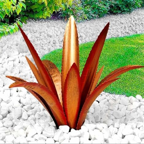 Art de cour d'agave en métal, statue de sculpture de jardin rustique tequila, plantes d'agave en métal, décoration extérieure, plantes en métal d'agave pour cour, ornements de pelouse de jardin,12 feu