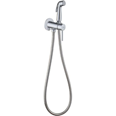 Kielle – Robinet de bidet encastré chrome – Mitigeur à levier avec douchette – Tuyau métallique 120 cm – 10402200