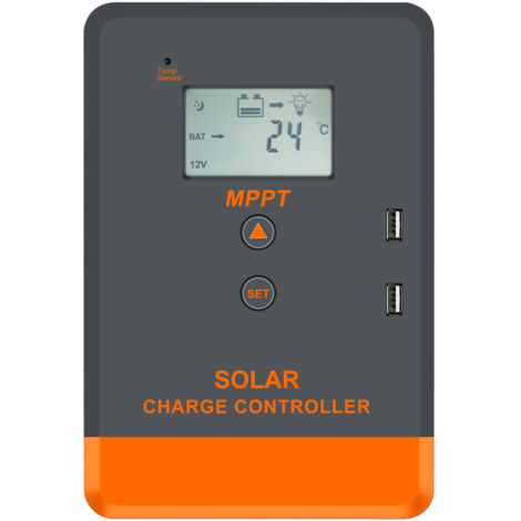 20A Contrôleur solaire de tension automatique 12 volts/24 volts, régulateur de panneau solaire, écran LCD, contrôleur solaire avec rétroéclairage, plusieurs modes de contrôle de charge (1/5)