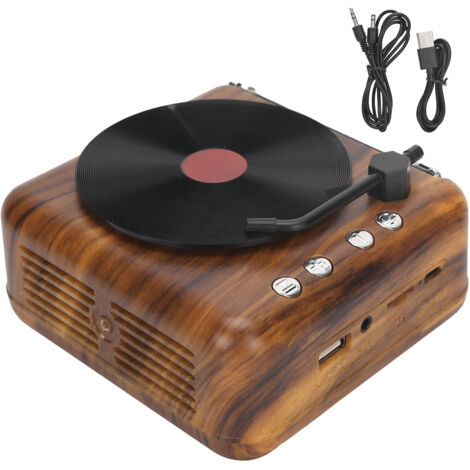 Decdeal Mini rétro vinyle Record Player haut-parleur sans fil Bluetooth Haute définition Boîte vocale