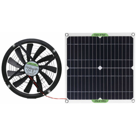 Decdeal – Ventilateur solaire 100W 18V 10 pouces – Panneau silicium monocristallin – Pour toilettes animaux – Élimination des odeurs