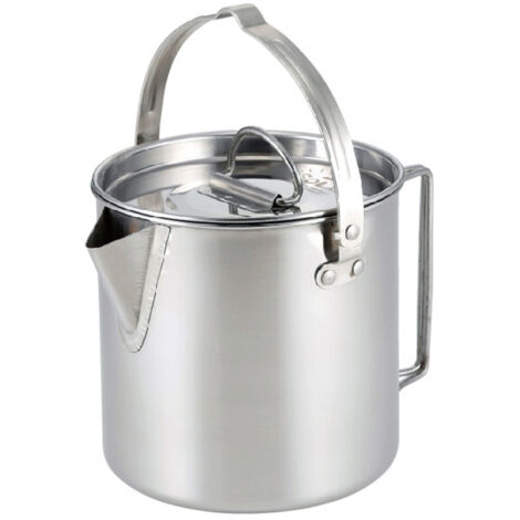 Bouilloire pliante portative extérieure, bouilloire de pique-nique en acier inoxydable, 1,2 L,Argent (1/5)
