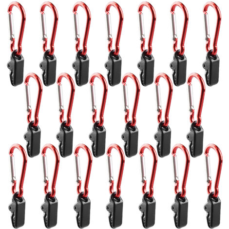 Clips de serrage pour auvent de bâche, 20 pièces, clips de tente, cintres pour tente de Camping, serrer la pince de verrouillage avec mousqueton pour l'extérieur,A (1/5)