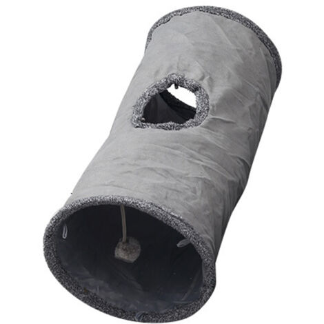 Jouet tunnel pour chat en daim, tunnel coucou pliable avec boule auto-divertissante, fil d'acier intégré, doux et délicat, meilleures ventes, café pour chat, famille avec chats, Gris,S (1/5)