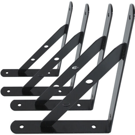 Equerres Etageres Murale, 4 Packs Supports Équerre D'étagère Fixation,Cadre Flottant de Supports Triangulaires de 90 Degrés en Métal Charge Lourde, Noir 13Treize