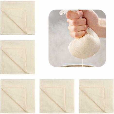 étamine Tissu, 5 Pcs Tissu filtrant en Coton pour la Cuisson Le Beurre Les légumes Le Lait et Les Noix, Toile à Fromage en Tissu Microfibre Non Blanchi (50 50cm)