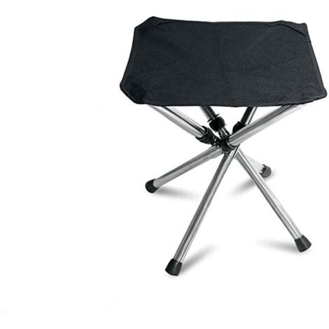 Chaise de pêche pliante d'extérieur en aluminium, tabouret de pique-nique portable et pliable, mini tabouret de rangement, chaise de pêche pliable, voyage, cheval, mobilier ultraléger, noir (1/5)