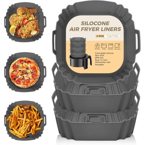 Lot de 3 accessoires en silicone pour friteuse à air chaud, réutilisables, papier sulfurisé en silicone, panier pour friteuse à air, compatible avec Ninja Foodi Max, Cosori, Moulinex, Tefal (1/5)