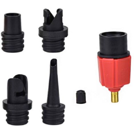 Adaptateur de valve de compresseur de voiture vers pompe de gonflage, adaptateur de valve de gonflage avec 4 buses pour matelas gonflable, bouée/piscine, lit/canapé gonflable, bateau, kayak, SUP, etc. (1/5)