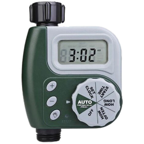 Minuterie d'arrosage avec retard de pluie, minuterie numérique G3/4 pour robinet, contrôleur d'arrosage programmable pour système d'irrigation automatique de jardin (1/5)